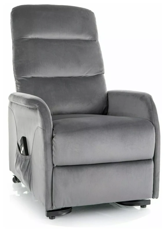 Fotel rozkładany Jupiter M Velvet z funkcją masażu i pionizacji do salonu szary Bluvel 14