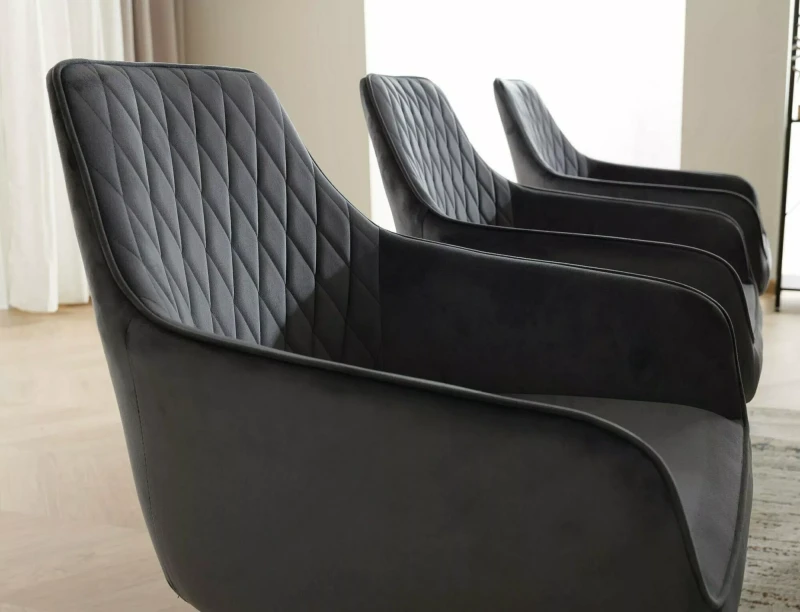 Krzesło tapicerowane Marlo Velvet z obrotowym siedziskiem do jadalni szary Bluvel 14