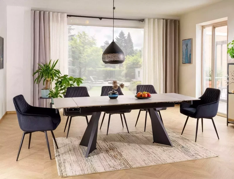 Krzesło tapicerowane Marlo Velvet z obrotowym siedziskiem do jadalni szary Bluvel 14