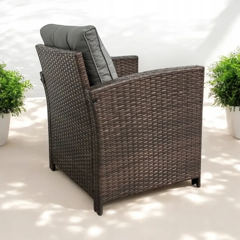 Zestaw mebli ogrodowych Maxipolo z technorattanu dwa fotele Brąz