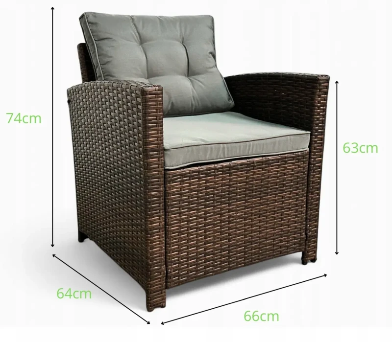 Zestaw mebli ogrodowych Maxipolo z technorattanu dwa fotele - wymiary