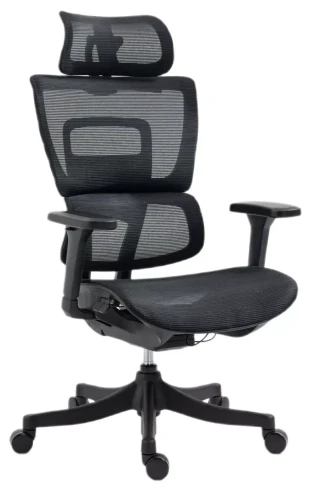 Fotel obrotowy Winner ergonomiczny regulowane siedzisko i podłokietniki do biura czarny