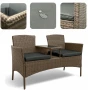 Zestaw mebli ogrodowych Twins z technorattanu sofa dwuosobowa + stolik Brąz jasny