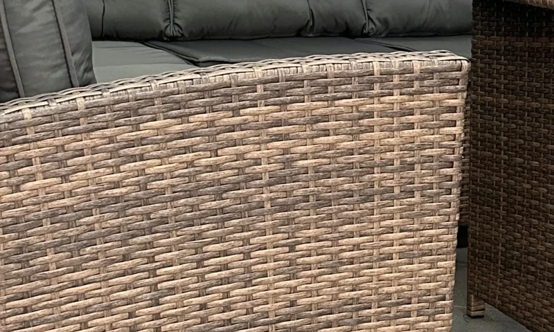 Zestaw mebli ogrodowych Twins z technorattanu sofa dwuosobowa + stolik Brąz jasny