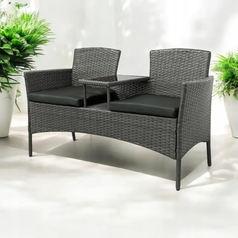 Zestaw mebli ogrodowych Twins z technorattanu sofa dwuosobowa + stolik kolor Szary