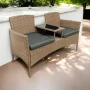 Zestaw mebli ogrodowych Twins z technorattanu sofa dwuosobowa + stolik Naturalny