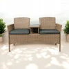 Zestaw mebli ogrodowych Twins z technorattanu sofa dwuosobowa + stolik Naturalny