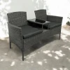 Zestaw mebli ogrodowych Twins z technorattanu sofa dwuosobowa + stolik Szary