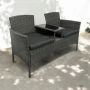 Zestaw mebli ogrodowych Twins z technorattanu sofa dwuosobowa + stolik Szary