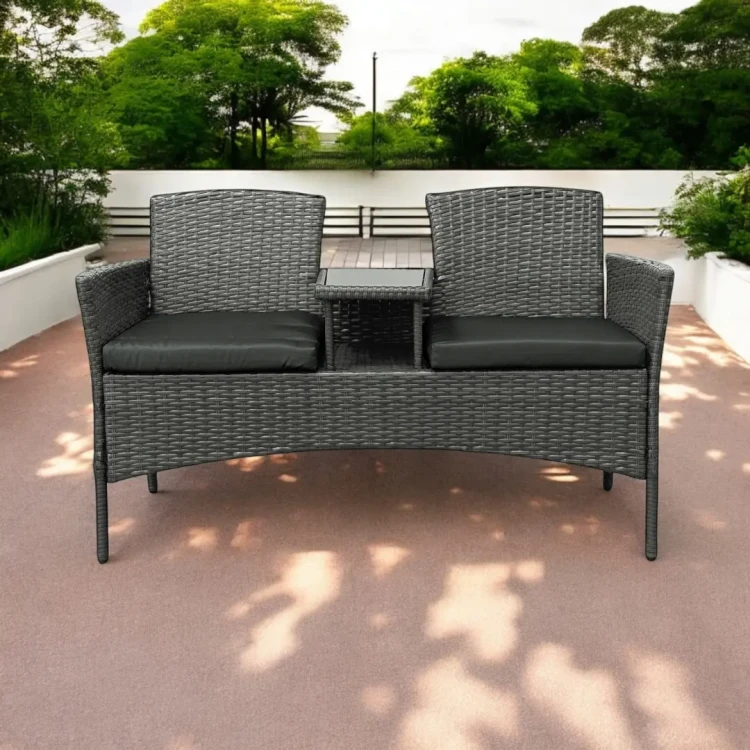 Zestaw mebli ogrodowych Twins z technorattanu sofa dwuosobowa + stolik Szary