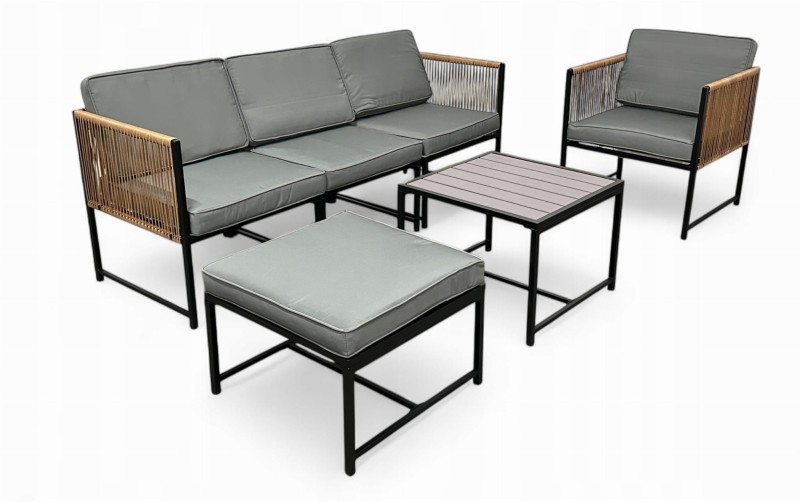Zestaw mebli ogrodowych Oasis narożnik + fotel i stolik Szary