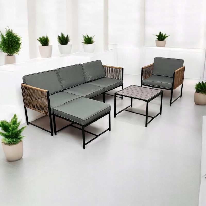 Zestaw mebli ogrodowych Oasis narożnik + fotel i stolik Szary