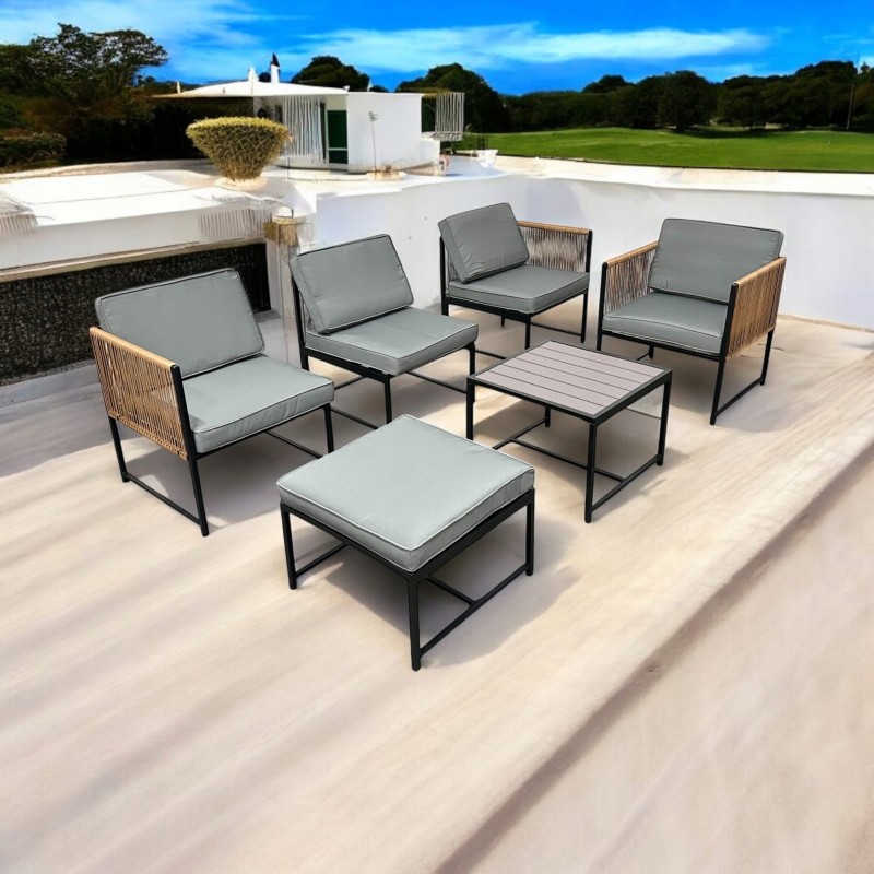 Zestaw mebli ogrodowych Oasis narożnik + fotel i stolik Szary