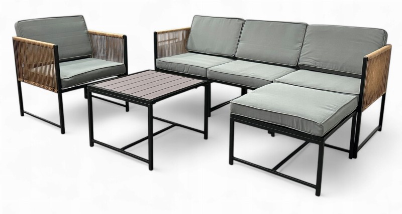 Zestaw mebli ogrodowych Oasis narożnik + fotel i stolik Szary