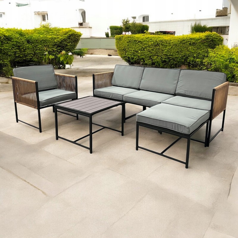 Zestaw mebli ogrodowych Oasis narożnik + fotel i stolik Szary