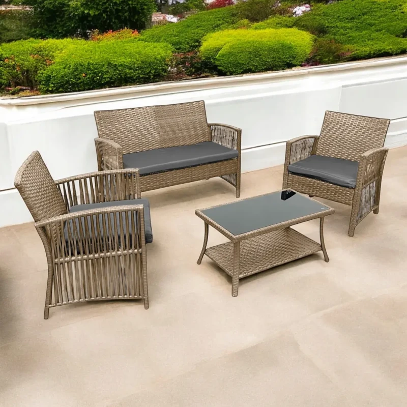 Zestaw mebli ogrodowych z technorattanu Patio Luxe Naturalny