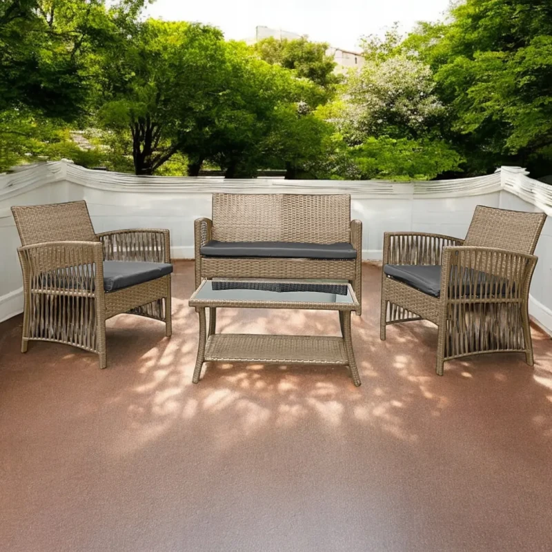 Zestaw mebli ogrodowych z technorattanu Patio Luxe Naturalny