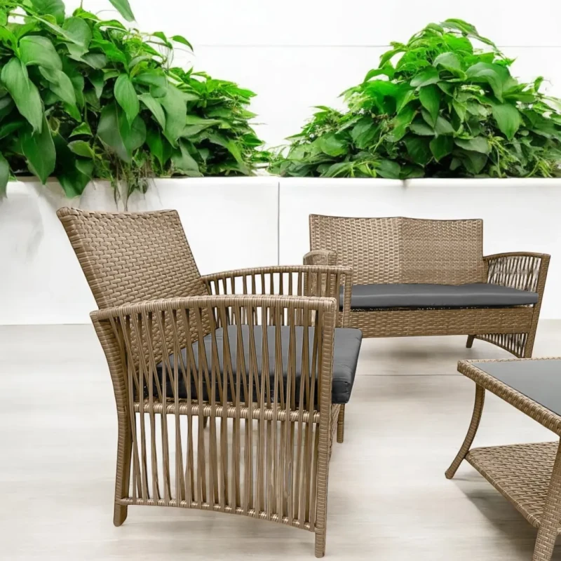 Zestaw mebli ogrodowych z technorattanu Patio Luxe Naturalny