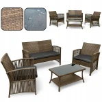 Zestaw mebli ogrodowych z technorattanu Patio Luxe Brąz jasny