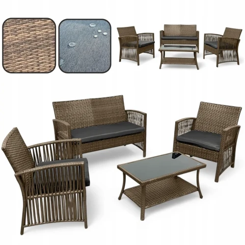 Zestaw mebli ogrodowych z technorattanu Patio Luxe Brąz jasny