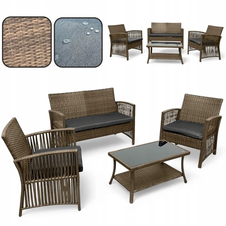 Zestaw mebli ogrodowych z technorattanu Patio Luxe Brąz jasny