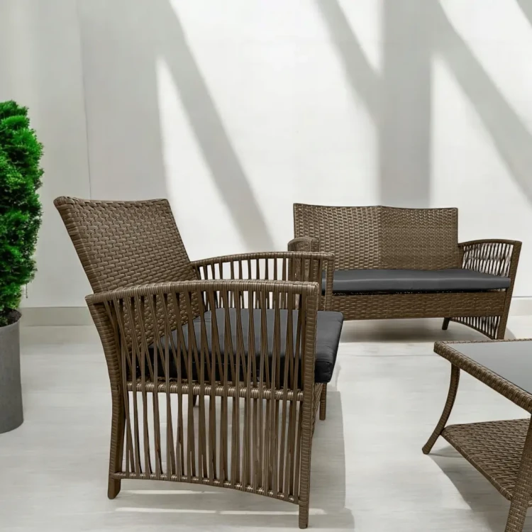 Zestaw mebli ogrodowych z technorattanu Patio Luxe Brąz jasny