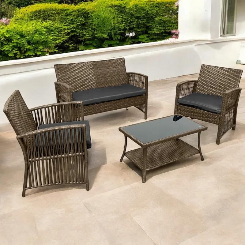 Zestaw mebli ogrodowych z technorattanu Patio Luxe Brąz jasny