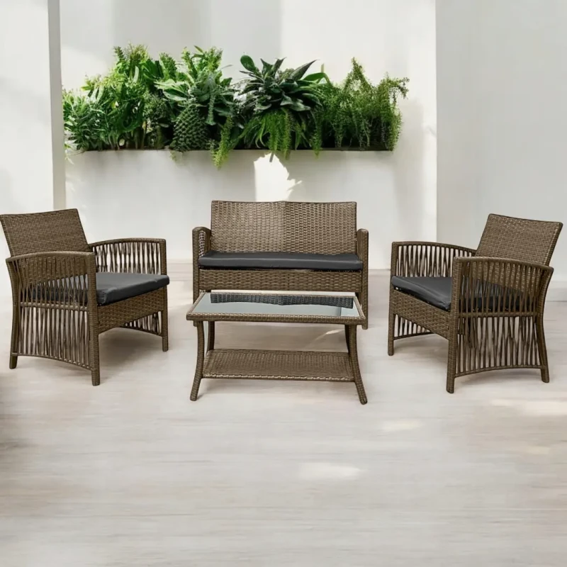 Zestaw mebli ogrodowych z technorattanu Patio Luxe Brąz jasny