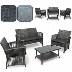 Zestaw mebli ogrodowych z technorattanu Patio Luxe Szary