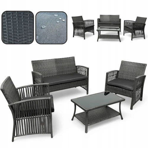 Zestaw mebli ogrodowych z technorattanu Patio Luxe Szary