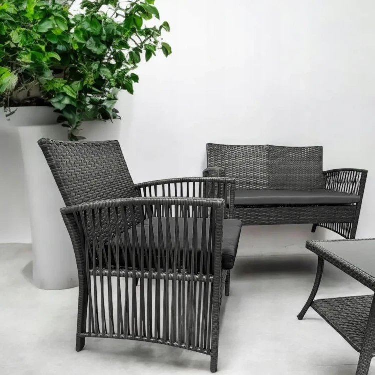 Zestaw mebli ogrodowych z technorattanu Patio Luxe Szary