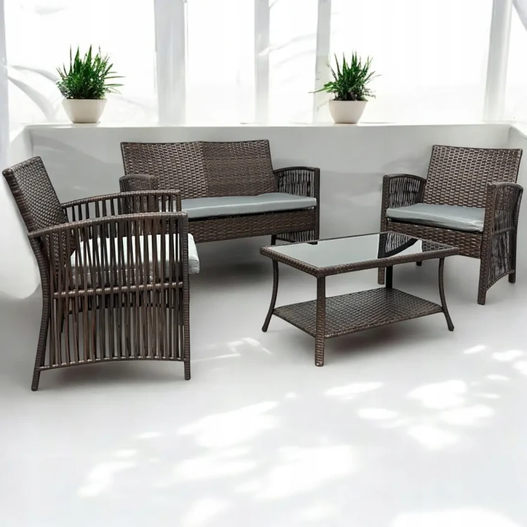 Zestaw mebli ogrodowych z technorattanu Patio Luxe kolor Brąz