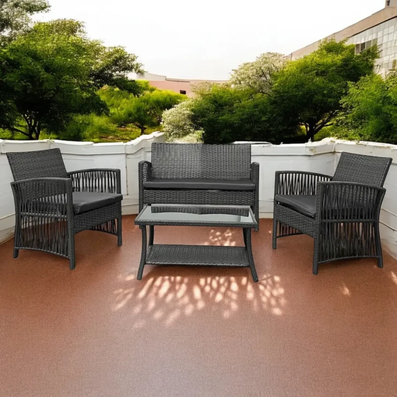 Zestaw mebli ogrodowych z technorattanu Patio Luxe Szary