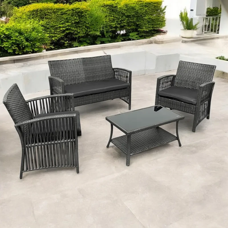 Zestaw mebli ogrodowych z technorattanu Patio Luxe Szary