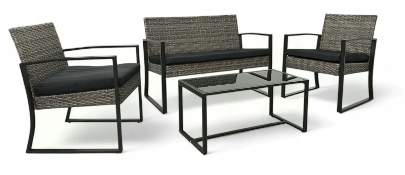 Zestaw mebli ogrodowych z technorattanu Palma Szary
