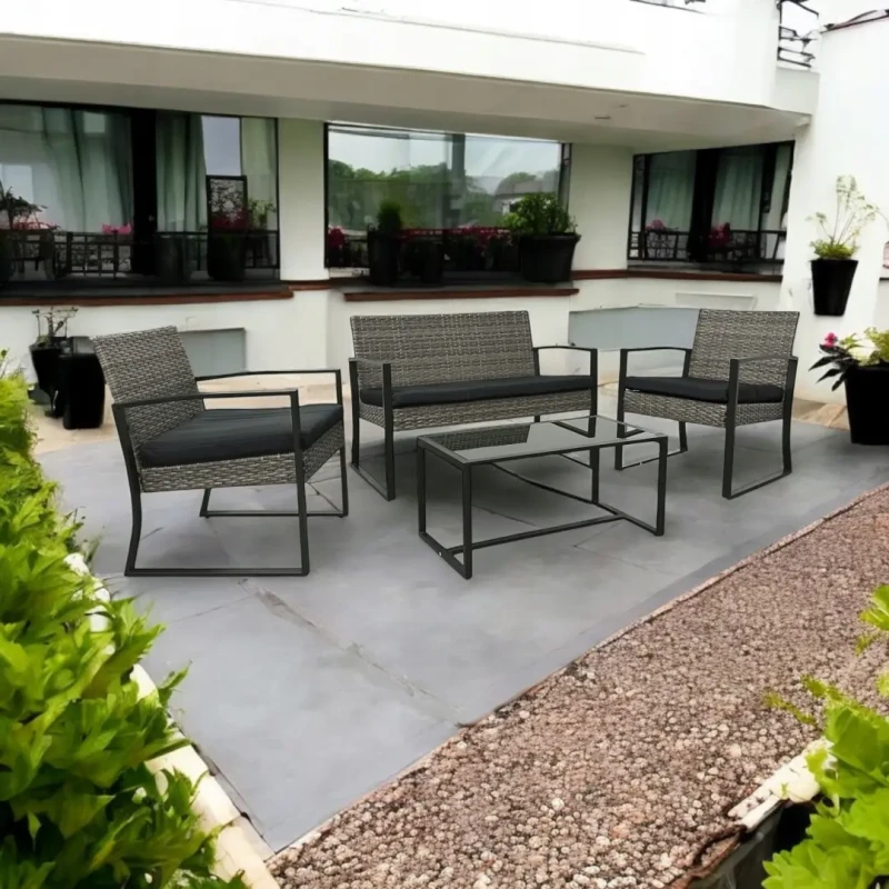 Zestaw mebli ogrodowych z technorattanu Palma Szary