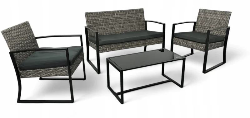 Zestaw mebli ogrodowych z technorattanu Palma Szary