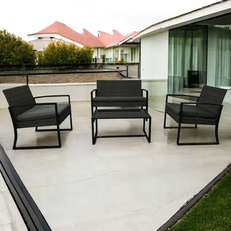 Zestaw mebli ogrodowych z technorattanu Palma Czarny