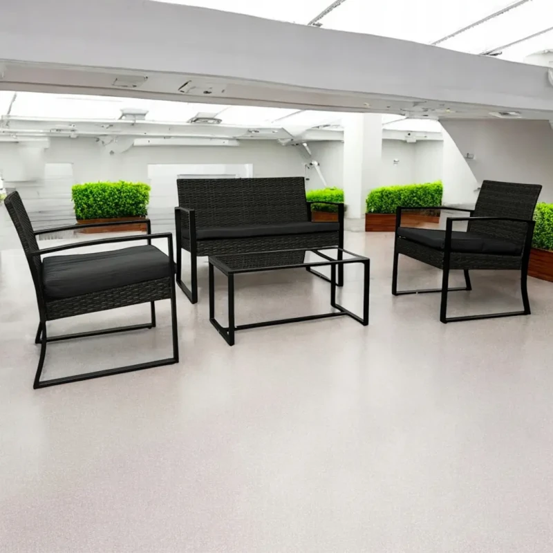 Zestaw mebli ogrodowych z technorattanu Palma Czarny