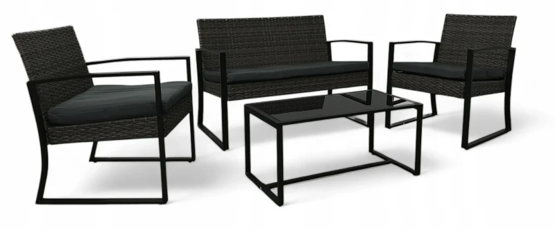 Zestaw mebli ogrodowych z technorattanu Palma Czarny