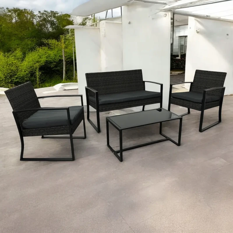 Zestaw mebli ogrodowych z technorattanu Palma Czarny