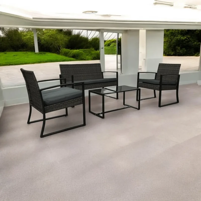 Zestaw mebli ogrodowych z technorattanu Palma Czarny