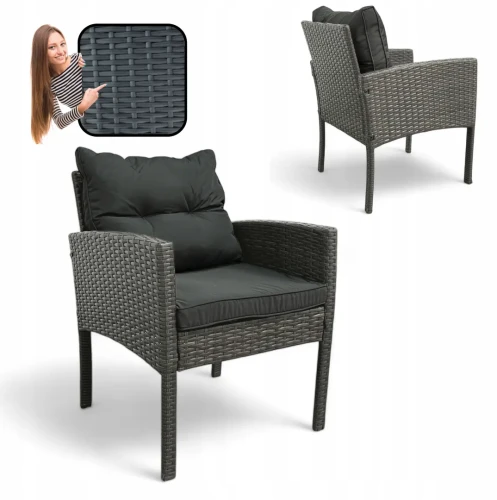 Fotel ogrodowy Puerto z technorattanu Szary