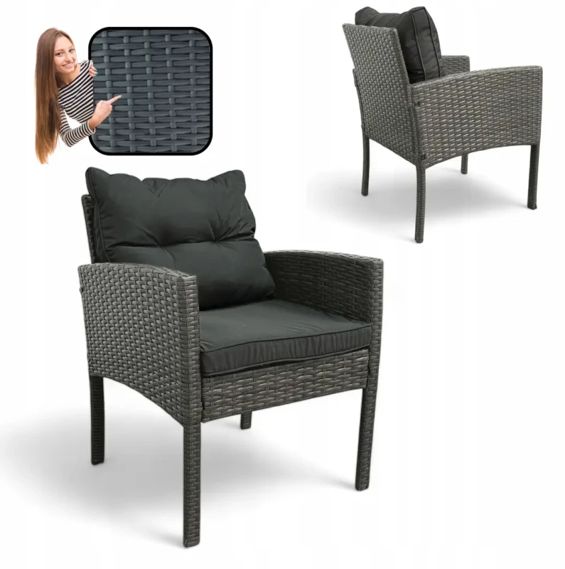 Fotel ogrodowy Puerto z technorattanu Szary