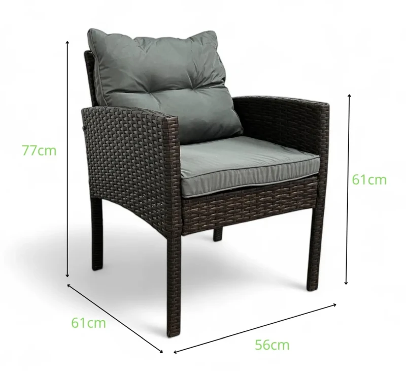 Fotel ogrodowy Puerto z technorattanu - wymiary