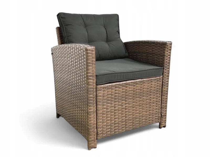 Zestaw mebli ogrodowych Maxipolo z technorattanu dwa fotele Brąz jasny