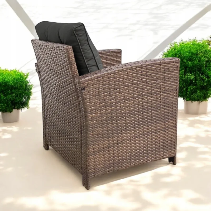 Zestaw mebli ogrodowych Maxipolo z technorattanu dwa fotele Brąz jasny