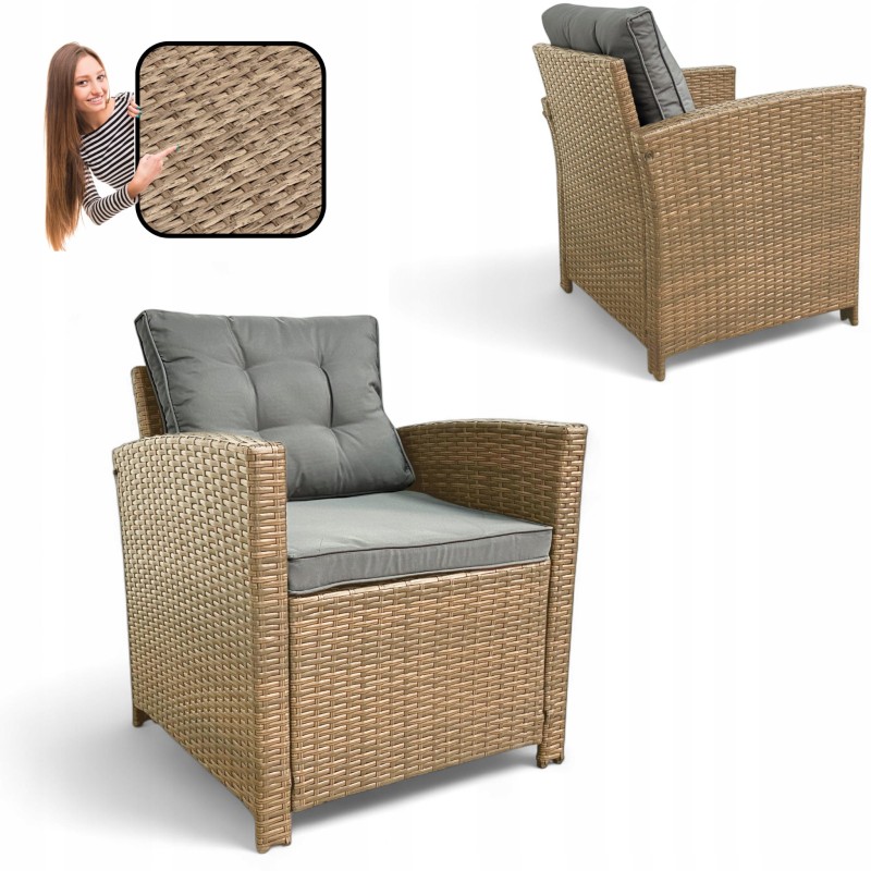 Zestaw mebli ogrodowych Maxipolo z technorattanu dwa fotele Naturalny