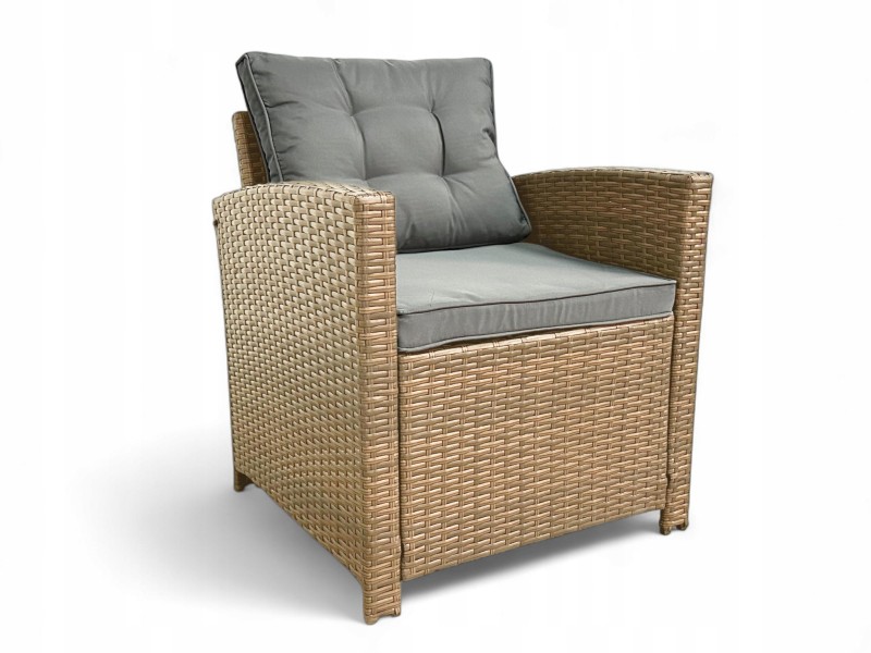 Zestaw mebli ogrodowych Maxipolo z technorattanu dwa fotele Naturalny