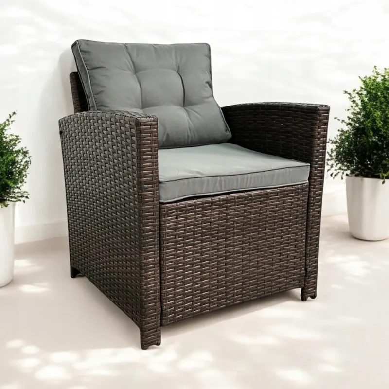 Zestaw mebli ogrodowych Maxipolo z technorattanu dwa fotele kolor Brąz